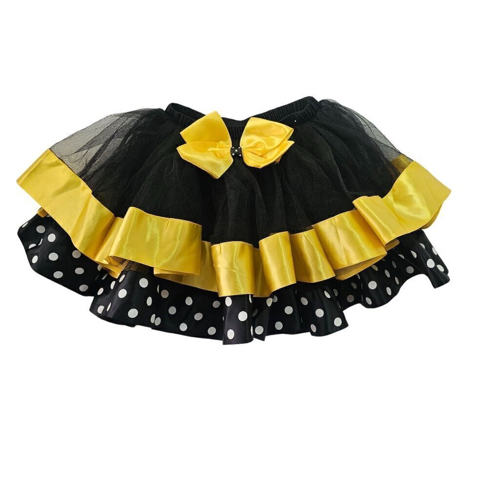 Wenchoice Black Yellow Bumble Bee Polka dot Ribbon Tutu Skirt Girls S NEW